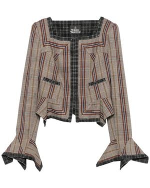 Vivienne Westwood Dandy Double-Breasted Check Jacket - Gray