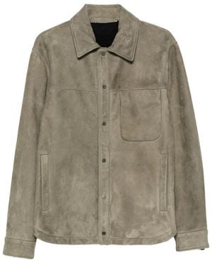 SANTORO Suede Press-Stud Jacket - Green