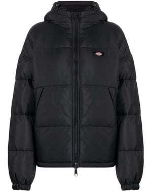 Dickies Logo-Patch Hooded Puffer Jacket - Black