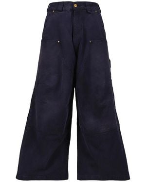 Willy Chavarria Cotton Wide-Leg Trousers - Blue