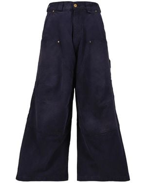 Willy Chavarria Cotton Wide-Leg Pants - Blue