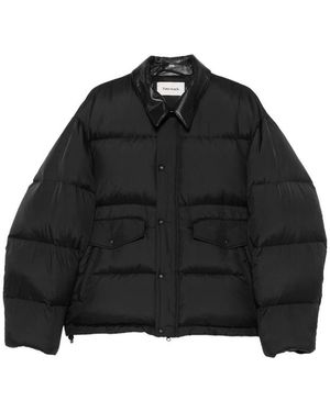 Tonywack Quilted Leather-Collar Jacket - Black