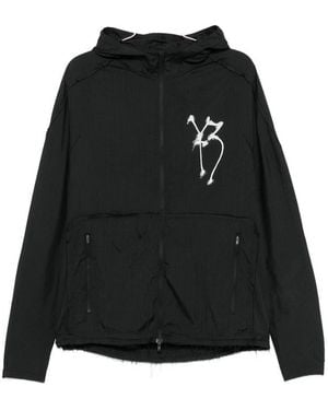 Y-3 Graphic-Print Hooded Jacket - Black