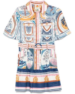 FARM Rio Cerrado Stamps Mini Dress - Gray