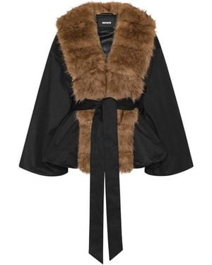 ROTATE BIRGER CHRISTENSEN Faux-Fur Collar Jacket - Black