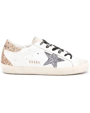 Golden Goose Super-Star Glittered Sneakers - White