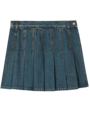 Burberry Pleated Embroidered Mini Skirt - Green