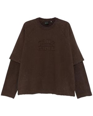 Daily Paper Logo-Embroidered Layered-Sleeve Sweatshirt - Brown
