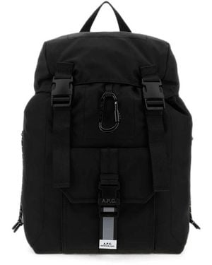 A.P.C. A. P.C. Buckle-Fastening Carabiner-Detail Backpack - Black