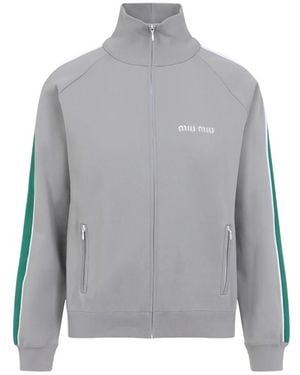 Miu Miu Zip-Up Sweatshirt - Grey