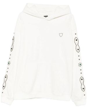 HTC Moustache Stud-Embellished Crystal-Embellished Hoodie - White