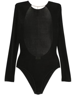 Saint Laurent Open-Back Logo-Pendant Bodysuit - Black