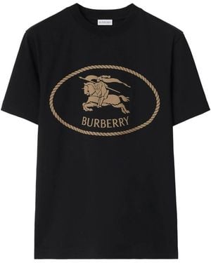 Burberry Knight-Stamp Cotton T-Shirt - Black