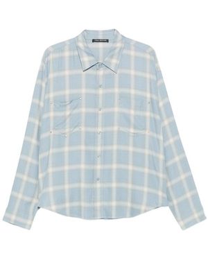 Cole Buxton Check-Pattern Stud-Embellished Shirt - Blue