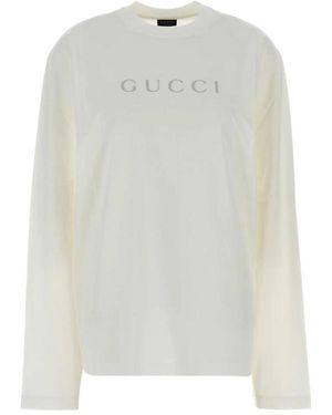 Gucci Logo-Print Long-Sleeve T-Shirt - White