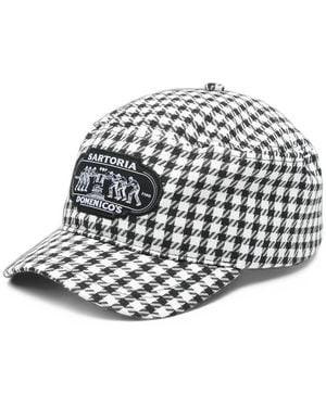 PDF Check-Pattern Logo-Patch Baseball Cap - White
