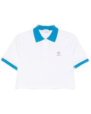 Versace Cropped Trim Polo Shirt - Blue