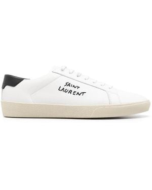 Saint Laurent Logo-Embroidered Low-Top Trainers - White