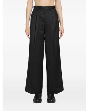 Junya Watanabe Pleated Pinstriped Pants - Black