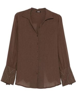 VENUJA Embellished-Cuff Shirt - Brown