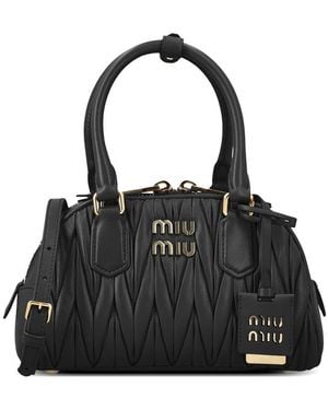 Miu Miu Matelassé Leather Tote Bag - Black
