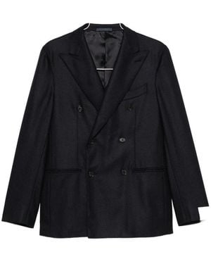 Caruso Double-Breasted Peak-Lapel Jacket - Black