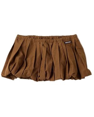 Miu Miu Pleated Gingham Check Miniskirt - Brown