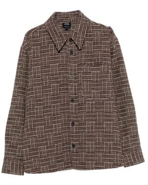 A.P.C. A. P.C. Checked Wool-Blend Shirt - Brown