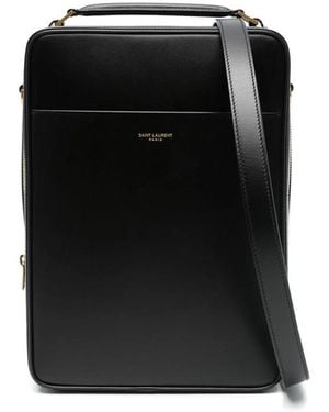 Saint Laurent Leather Messenger Bag - Black