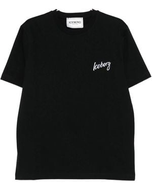 Iceberg Logo Crew-Neck T-Shirt - Black