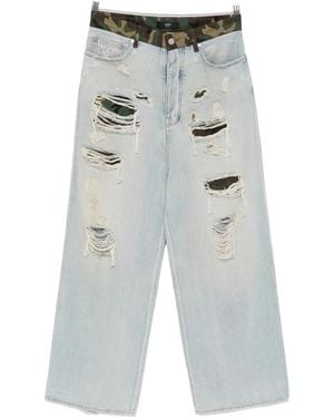 Amiri Distressed Camouflage-Print Jeans - Gray