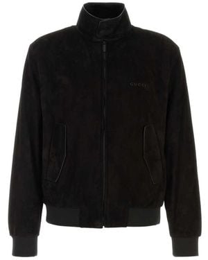Gucci High-Neck Logo-Embroidered Jacket - Black
