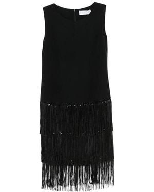 DE SANTIS Sequin-Embellished Fringed Midi Dress - Black