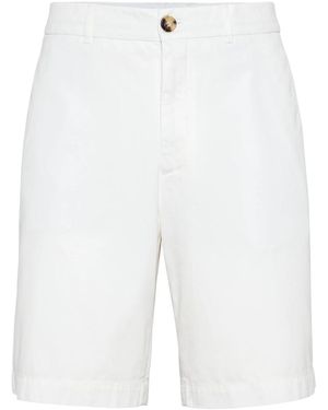 Brunello Cucinelli Knee-Length Twill Bermuda Shorts - White