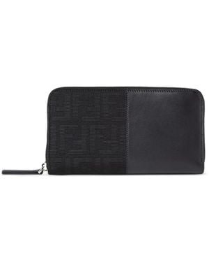 Fendi Ff Jacquard Zip-Around Wallet - Black