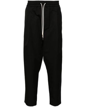 Drole de Monsieur Drawstring Twill Cropped Pants - Black