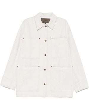 Soeur Hija Front-Pocket Denim Jacket - White