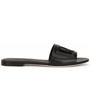 Dolce & Gabbana Dg Logo Leather Sandals - Black