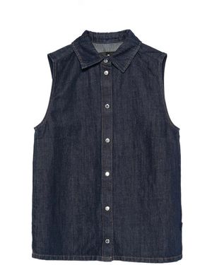 7 For All Mankind Sleeveless Snap-Button Shirt - Blue