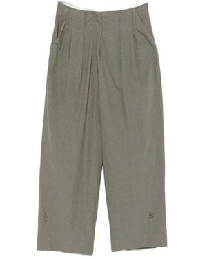 Low Classic Pleated Button-Cuff Trousers - Grey