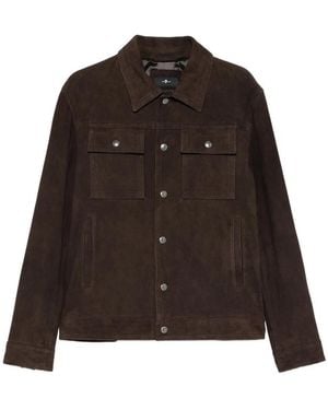 7 For All Mankind Suede-Finish Press-Stud Jacket - Brown
