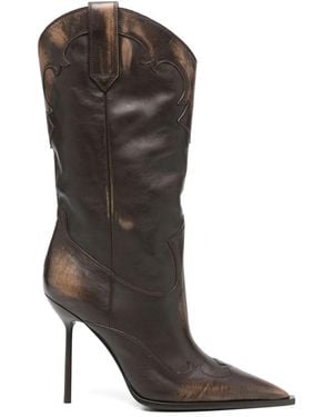 Paris Texas Pointed-Toe Stiletto-Heel Boots - Brown