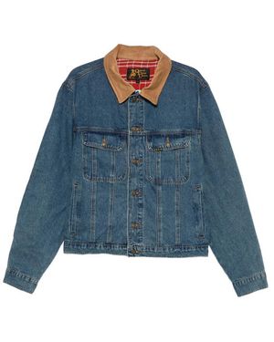 One Of These Days Corduroy-Collar Denim Jacket - Blue