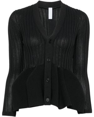 CFCL Pottery Ribbed Peplum Cardigan - Black