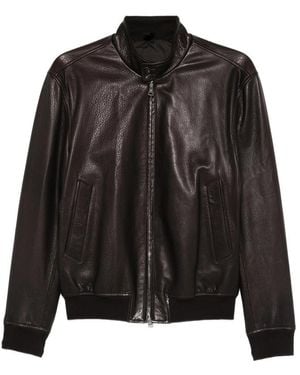 Tagliatore Zip-Up Leather Jacket - Black