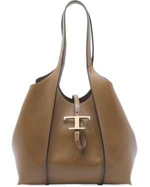 Tod's Medium T-Timeless Calfskin Leather Tote Bag - Brown