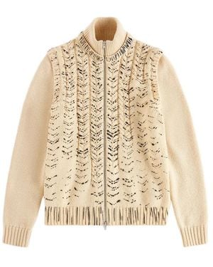 Maison Margiela Ink-Print Zipped Cardigan - Natural
