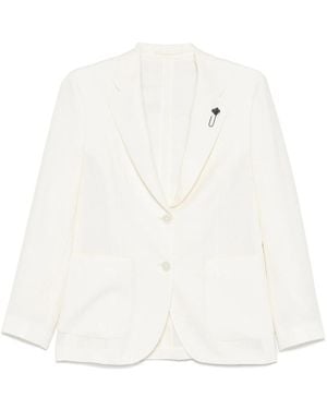 Lardini Brooch-Detail Blazer - White