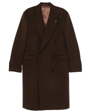 Lardini Pin-Lapel Double-Breasted Coat - Brown