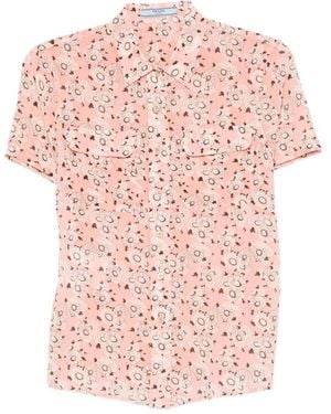 Prada Floral-Print Blouse - Pink